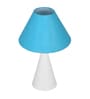 Matt Black Metal Modern Lamp with Fabric Shade, White Cone, Turquoise Shade