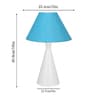 Matt Black Metal Modern Lamp with Fabric Shade, White Cone, Turquoise Shade