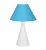 Matt Black Metal Modern Lamp with Fabric Shade, White Cone, Turquoise Shade