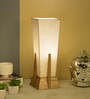 Concave Khadi Cotton Shade Table Lamp With Mango wood Base