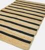 Beige Striped Jute 4 ft x 6 ft Hand Woven Carpet