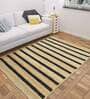 Beige Striped Jute 4 ft x 6 ft Hand Woven Carpet