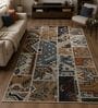 Beige & Blue Abstract PP Heatset 3 x 5 Feet  Machine -Made Carpet