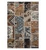 Beige & Blue Abstract PP Heatset 3 x 5 Feet  Machine -Made Carpet