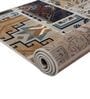 Beige & Blue Abstract PP Heatset 3 x 5 Feet  Machine -Made Carpet