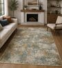 Beige & Blue Contemporary PP Heatset 6 x 9 Feet  Machine -Made Carpet