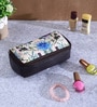 Beige & Blue Floral Printed Make Up Pouch