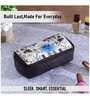 Beige & Blue Floral Printed Make Up Pouch