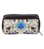 Beige & Blue Floral Printed Make Up Pouch