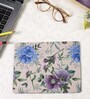 Beige & Blue Floral Printed Rectangle Mousepad