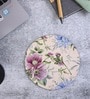Beige & Blue Floral Printed Round Mousepad