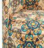 Beige & Blue Texture Printed Chair & Stool in Natural Polish