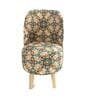 Beige & Blue Texture Printed Chair & Stool in Natural Polish