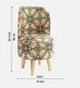 Beige & Blue Texture Printed Chair & Stool in Natural Polish