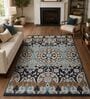 Beige & Blue Traditional PP Heatset 3 x 5 Feet  Machine -Made Carpet