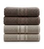 Beige & Brown Soft Cotton 500 GSM Solid Bath Towel Pack Of 4