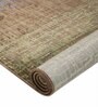 Beige & Brown Abstract Polyester 4 x 6 Feet Machine Made Carpet