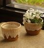 Beige & Brown Ceramic Melting Glaciers Studio Pottery Decorative Planters