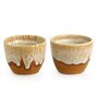 Beige & Brown Ceramic Melting Glaciers Studio Pottery Decorative Planters