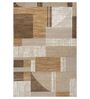 Beige & Brown Contemporary PP Heatset 6 x 9 Feet  Machine -Made Carpet