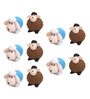 Beige & Brown Plastic Lamb And Sheep Set Of 10 Garden Figurine