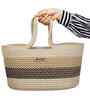 Beige & Brown Polypropelyene Floris Tote Storage Basket