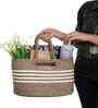 Beige & Brown Polypropelyene Floris Tote Storage Basket