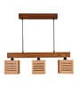 Lyon 3 Lights Beige & Brown Solid Wood Linear Chandelier Cluster Hanging Light