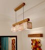 Lyon 3 Lights Beige & Brown Solid Wood Linear Chandelier Cluster Hanging Light