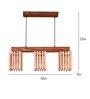 Elegant 3 Lights Beige & Brown Solid Wood Linear Chandelier Cluster Hanging Light