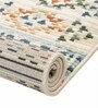 Beige & Brown Traditional Polyester 3 x 5 Feet Machine Made Carpet