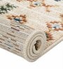 Beige & Brown Traditional Polyester 4 x 6 Feet Machine Made Carpet