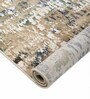 Beige & Cream Abstract Polyester 4 x 6 Feet Machine Made Carpet
