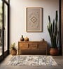 Beige & Cream Abstract Polyester 4 x 6 Feet Machine Made Carpet