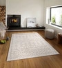 Beige & Cream Abstract Polyester 4 x 6 Feet Machine Made Carpet
