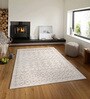 Beige & Cream Abstract Polyester 6 x 9 Feet Machine Made Carpet