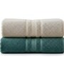 Beige & Dark Green Soft Cotton 500 GSM Solid Bath Towel Pack Of 2