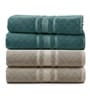 Beige & Dark Green Soft Cotton 500 GSM Solid Bath Towel Pack Of 4