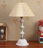 Accent Beige Fabric Shade Night Lamp With Metal Base