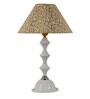 Accent Beige Fabric Shade Night Lamp With Metal Base