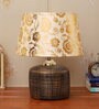 Diagon Beige and Gold Fabric Shade Night Lamp With Teracotta Base