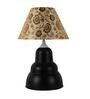 Beige & Gold Shade Table Lamp With Black Base