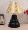 Beige & Gold Shade Table Lamp With Black Base