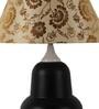 Beige & Gold Shade Table Lamp With Black Base