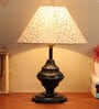 Marazzi Beige and Gold Fabric Shade Night Lamp With Metal Base