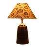 Beige & Gold Shade Table Lamp With Brown Base