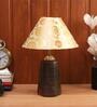 Beige & Gold Shade Table Lamp With Brown Base