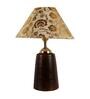 Beige & Gold Shade Table Lamp With Brown Base