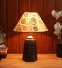 Beige & Gold Shade Table Lamp With Brown Base