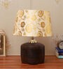 Beige & Gold Shade Table Lamp With Brown Terracotta Base
